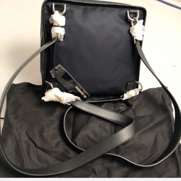 Jil Sander navy square canvas backpack crossbody bag - Picture 2 of 8